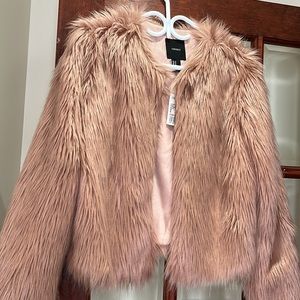 Forever 21 mauve faux fur jacket.